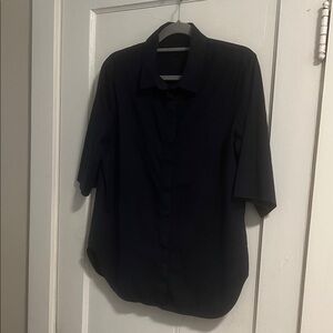 COS Short-Sleeve Navy Button-Down Shirt - Navy